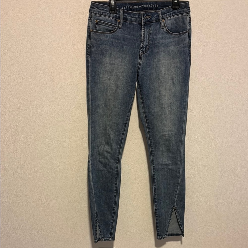 Articles Of Society Blue Ankle Cropped Jeans with split front